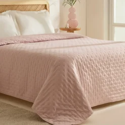 Karaca Breezy Bettüberwurf Puderrosa 230x240 Cm Puder Rosa Online