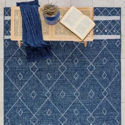 Karaca Kaşmir Halı 7/24 Gartenteppich Datca 120 x 180 Blau01 Outlet