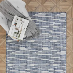 Karaca Kaşmir Halı Dogasever Recycelte Baumwollteppiche Ayaz 120x180 cm Blau01 New