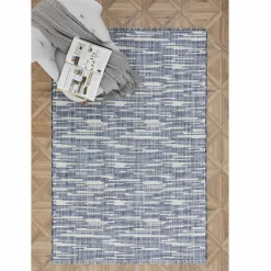 Karaca Kaşmir Halı Dogasever Recycelte Baumwollteppiche Ayaz 120x180 cm Blau01 New