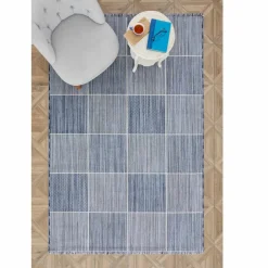 Karaca Kaşmir Halı Dogasever Recycelte Baumwollteppiche Delta 120x180 cm Blau01 Discount