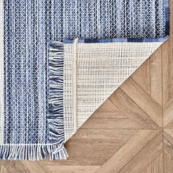 Karaca Kaşmir Halı Dogasever Recycelte Baumwollteppiche Delta 120x180 cm Blau01 Discount