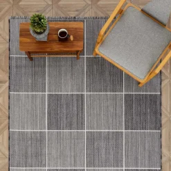 Karaca Kaşmir Halı Dogasever Recycelte Baumwollteppiche Karstik 160x230 cm Schwarz01 Online