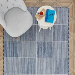 Karaca Kaşmir Halı Dogasever Recycelte Baumwollteppiche Delta 160x230 cm Blau01 Online