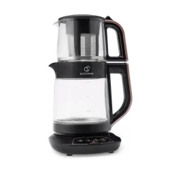 Karaca Çaysever 3 in 1 Sprechende Glas Teekocher Wasserkocher und Vorbereitung von Speisewasser 1700W, Rosegold Hot