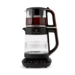 Karaca Çaysever 3 in 1 Sprechende Glas Teekocher Wasserkocher und Vorbereitung von Speisewasser 1700W, Rosegold Hot