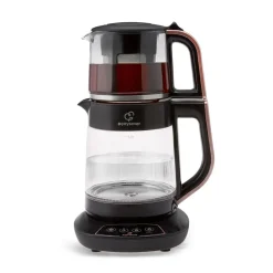Karaca Çaysever 3 in 1 Sprechende Glas Teekocher Wasserkocher und Vorbereitung von Speisewasser 1700W, Rosegold Hot