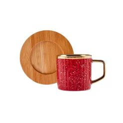 Karaca Bambus farbige Kaffeetasse Set, 6 Personen, 90 ml mit Tablett Multıfarben Outlet