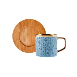 Karaca Bambus farbige Kaffeetasse Set, 6 Personen, 90 ml mit Tablett Multıfarben Outlet