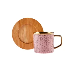 Karaca Bambus farbige Kaffeetasse Set, 6 Personen, 90 ml mit Tablett Multıfarben Outlet