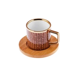 Karaca Bambus farbige Kaffeetasse Set, 6 Personen, 90 ml mit Tablett Multıfarben Outlet