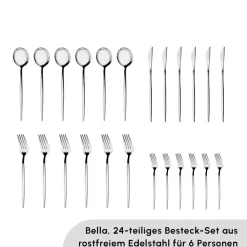 Karaca Bella 6 Personen Boxen Besteckset, 24 Teilig Schwarz01 Outlet