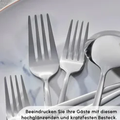 Karaca Bella Edelstahl V2 24-teiliges Besteckset für 6 Personen – Silber Clearance