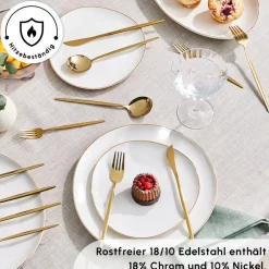 Karaca Bella Shiny Gold Besteck Set für 6 Personen, 24 Teilig Glänzend Schwarz Online