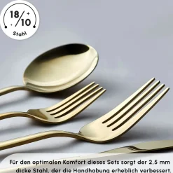 Karaca Bella Shiny Gold Besteck Set für 6 Personen, 24 Teilig Glänzend Schwarz Online