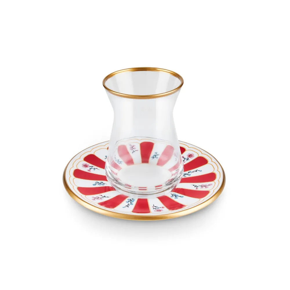 Karaca Bursa Türkisches Teeglas, 12-teilig, Rot Rot02 New
