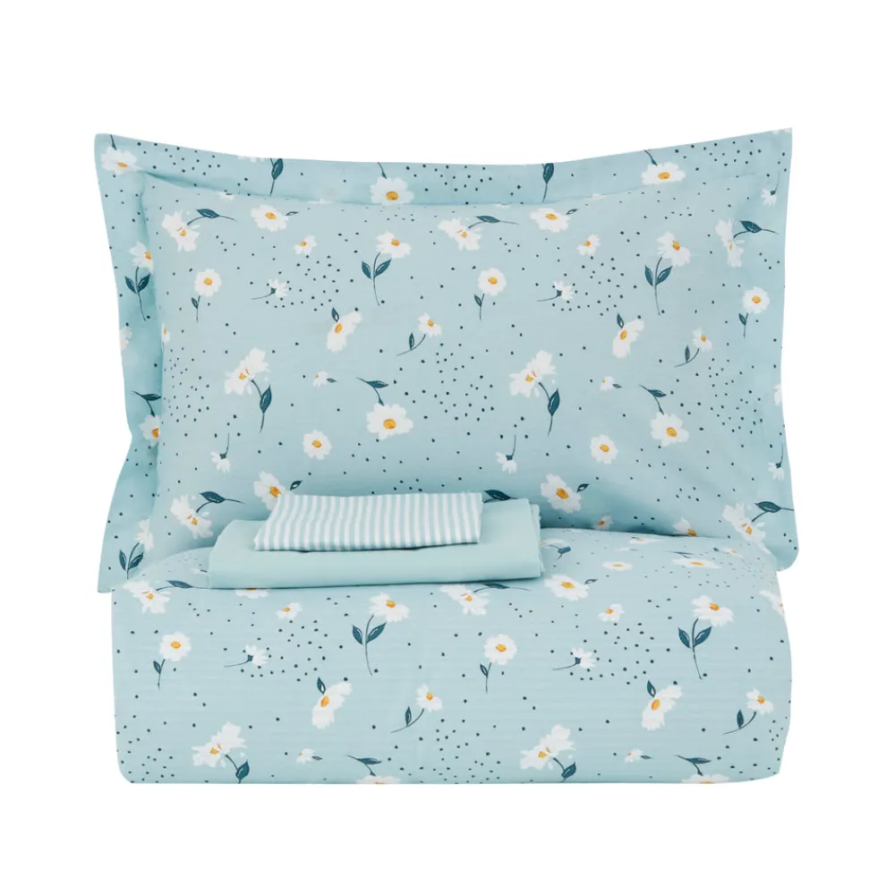 Karaca Daisy 100% Baumwolle Einzelbett Bettwäsche Set, Mint Online