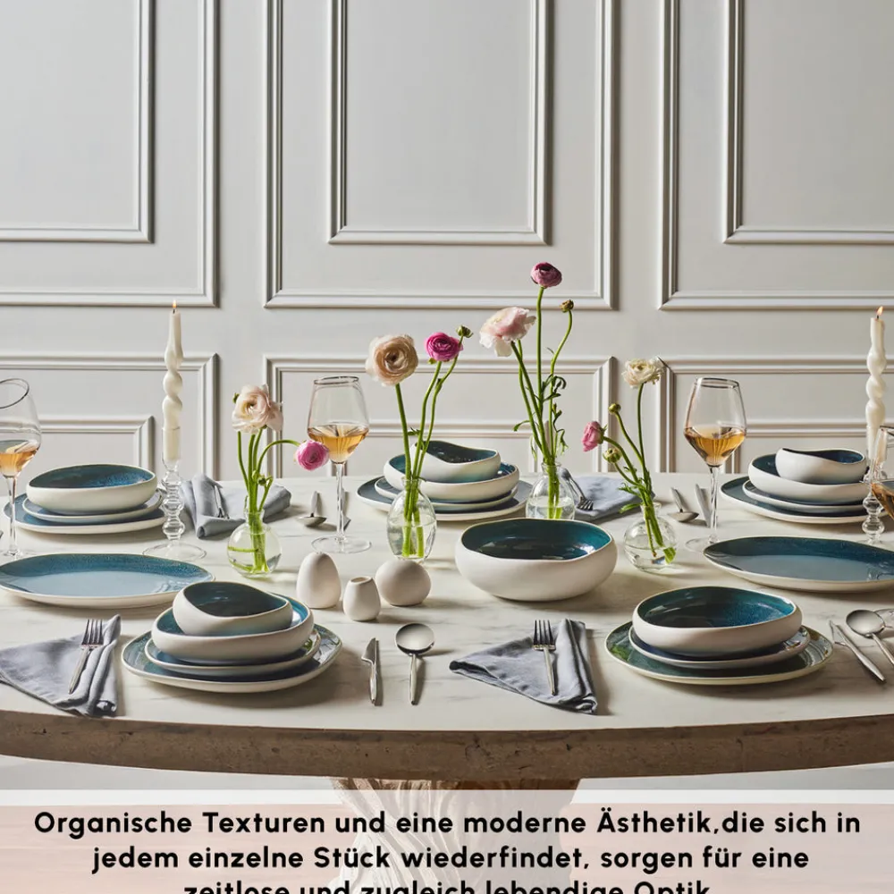 Karaca Earth Collection New Galactic Oscar Reactive Glaze 55-teiliges Tafelset für 12 Personen, Multi Multıcolor Online