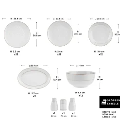 Karaca Elegance Bone Mandarin 53-teiliges Tafelservice für 12 Personen Gold