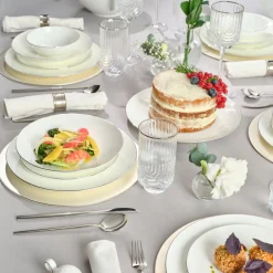 Karaca Fine Pearl Extra Chanak 55-teiliges Tafelservice für 12 Personen Platin Platın Hot