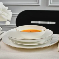 Karaca Fine Pearl Extra Chanak 55-teiliges Tafelservice für 12 Personen, Gold Outlet