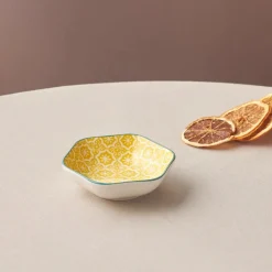 Karaca Floral Snack Schale, , Hexagon, 10 cm Gelb Sale