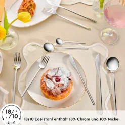 Karaca Focus 84-teiliges Besteckset für 12 Personen Mit Box Platın New