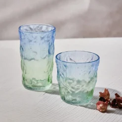 Karaca Glacier Getränke Glas, Blau Grün, 383 ml Blau01 Hot