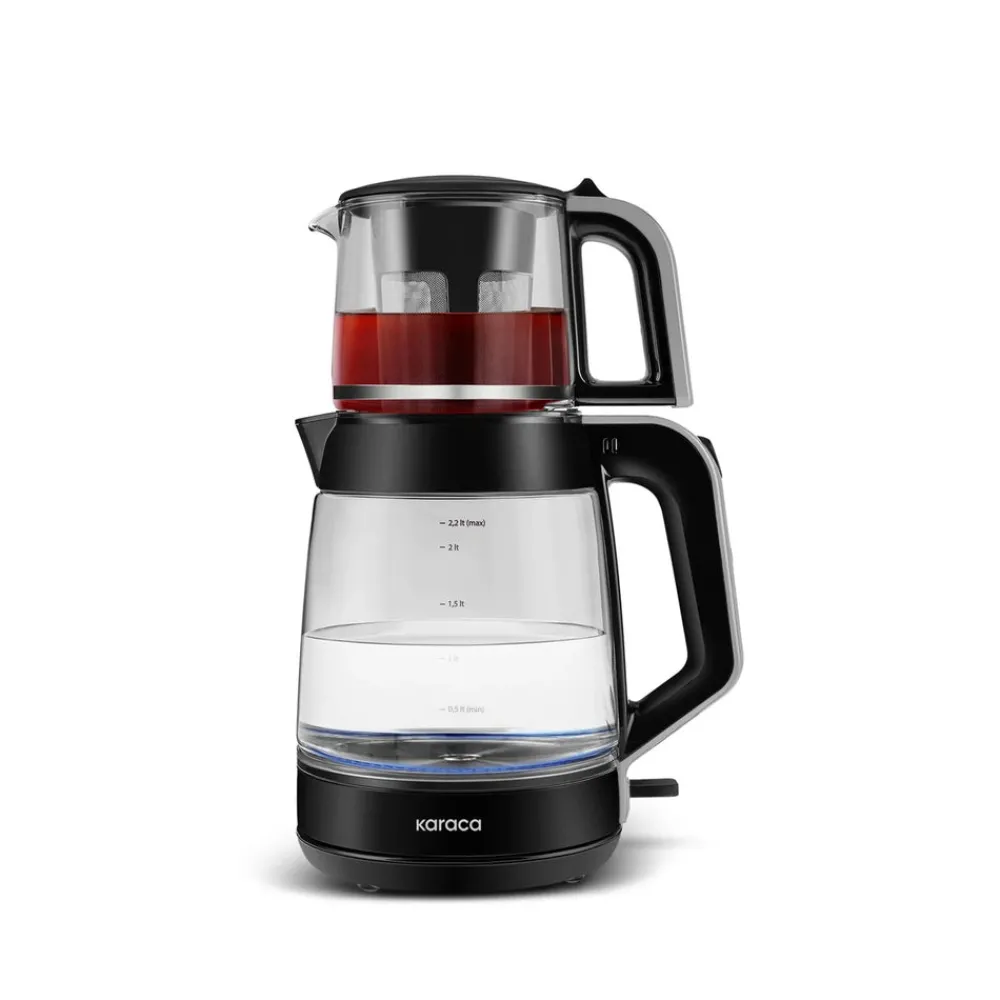 Karaca Glass Tea XL 2 in 1 Glas-Teemaschine Space Gray Space Grau Outlet