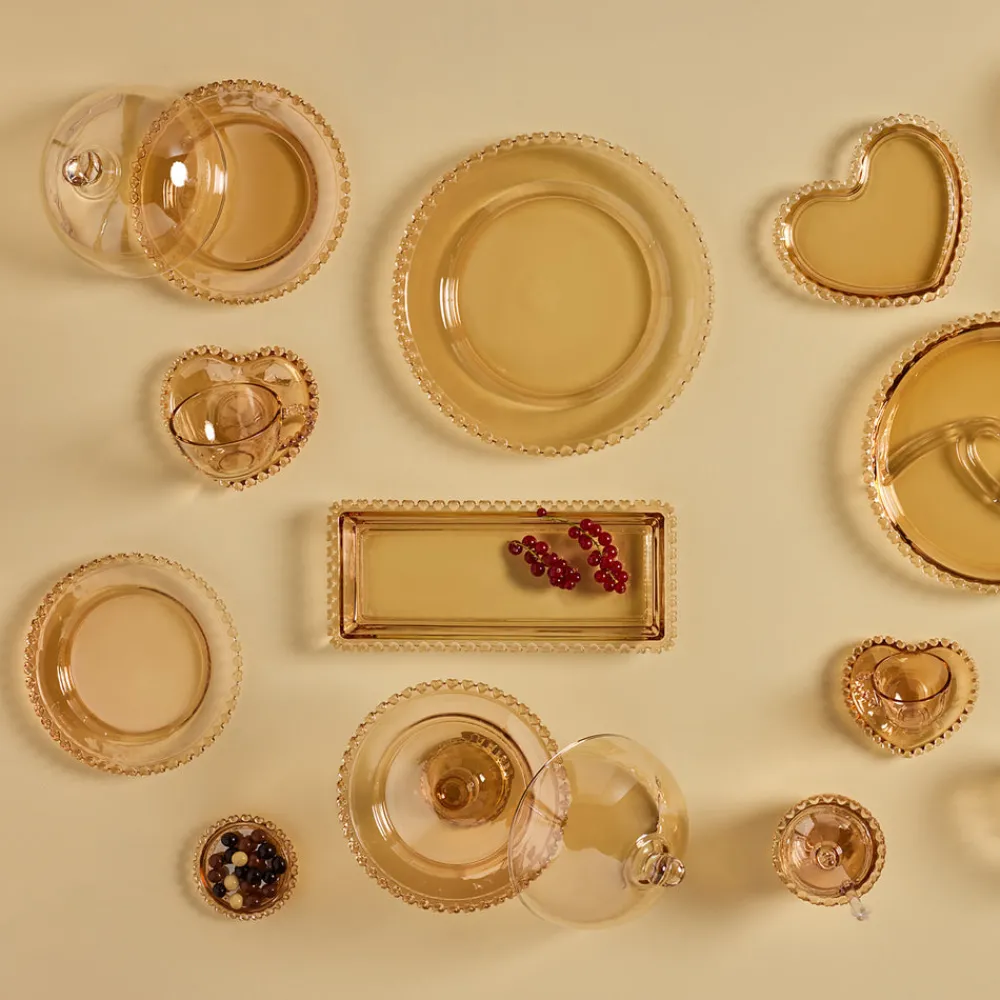 Karaca Glory Kuchenständer mit Fuß, 19 cm Material: Glas Amber Outlet