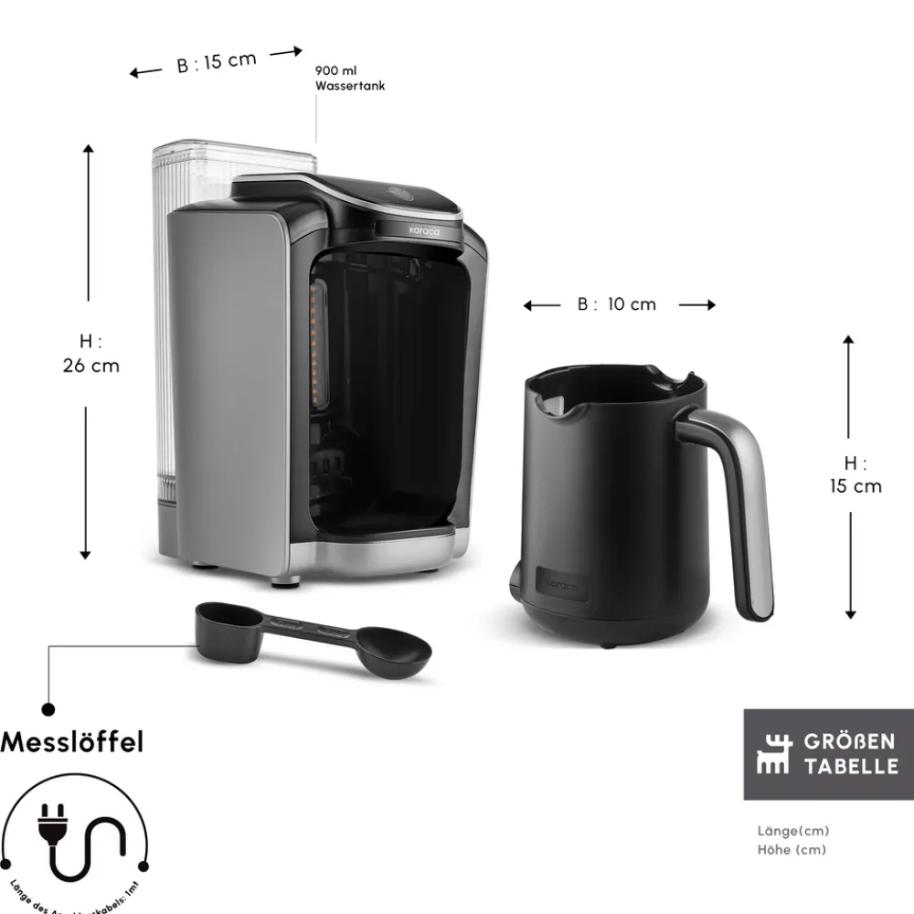 Karaca Hatır Aqua Wassertank Automatische Türkische Kaffeemaschine Galaxy Grey New