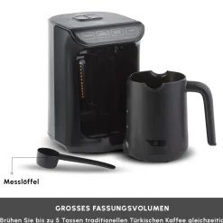 Karaca Hatır Kaffeemaschine mit Röstfunktion Shiny Black, 535 W Glänzend Schwarz Hot