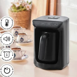 Karaca Hatır Kaffeemaschine mit Röstfunktion Shiny Black, 535 W Glänzend Schwarz Hot