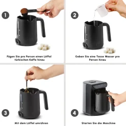 Karaca Hatır Kaffeemaschine mit Röstfunktion Shiny Black, 535 W Glänzend Schwarz Hot