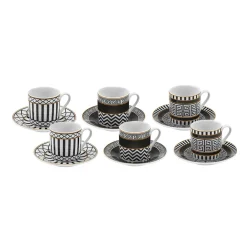 Karaca Helenistik für 6 Personen Kaffeetasse, 80 ml Schwarz01