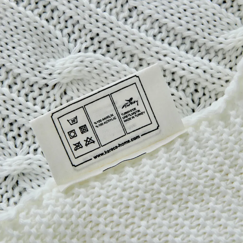 Karaca Home Bone Farbe Cable Knit Throw Öko-Tex Zertifiziert Knochen Clearance