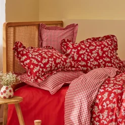 Karaca Home Carlo Doppel Bettwäscheset 100% Baumwolle Rot 200x220 Cm Sale
