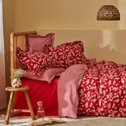 Karaca Home Carlo Doppel Bettwäscheset 100% Baumwolle Rot 200x220 Cm Sale