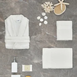 Karaca Home Daily Soft Offwhite 100% Baumwolle Herren Bademantel L/XL Cremeweıß Hot