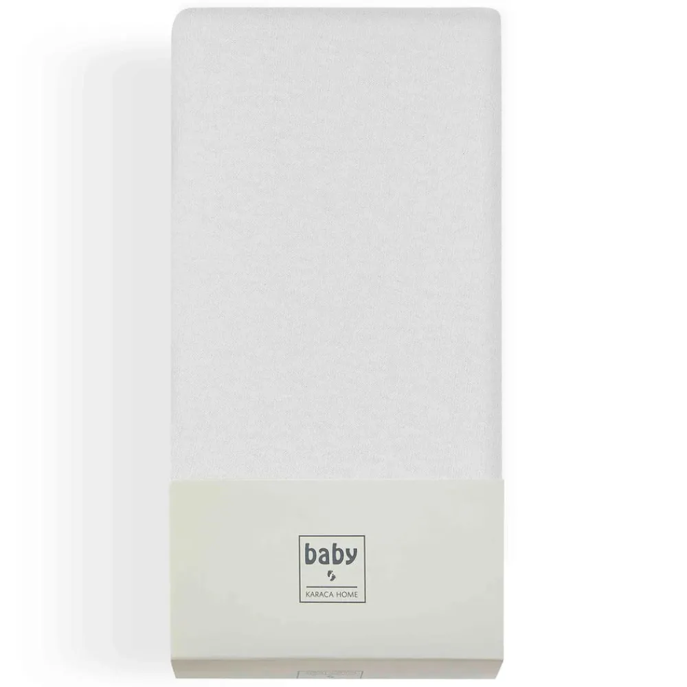 Karaca Home Jersey Fitted Bed Sheet White 70x140 cm + 20 cm Öko-Tex Zertifiziert Ecru01 Online