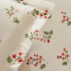 Karaca Home Silvie 100% Baumwolle Doppelbett Tagesdecke Set Rot Rot02 Hot