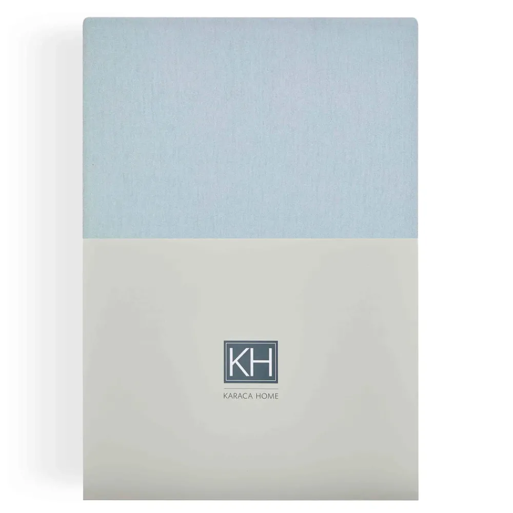 Karaca Home Spannbettlaken Light Blue 90x200 cm + 30 cm Öko-Tex Zertifiziert Hellblau Discount