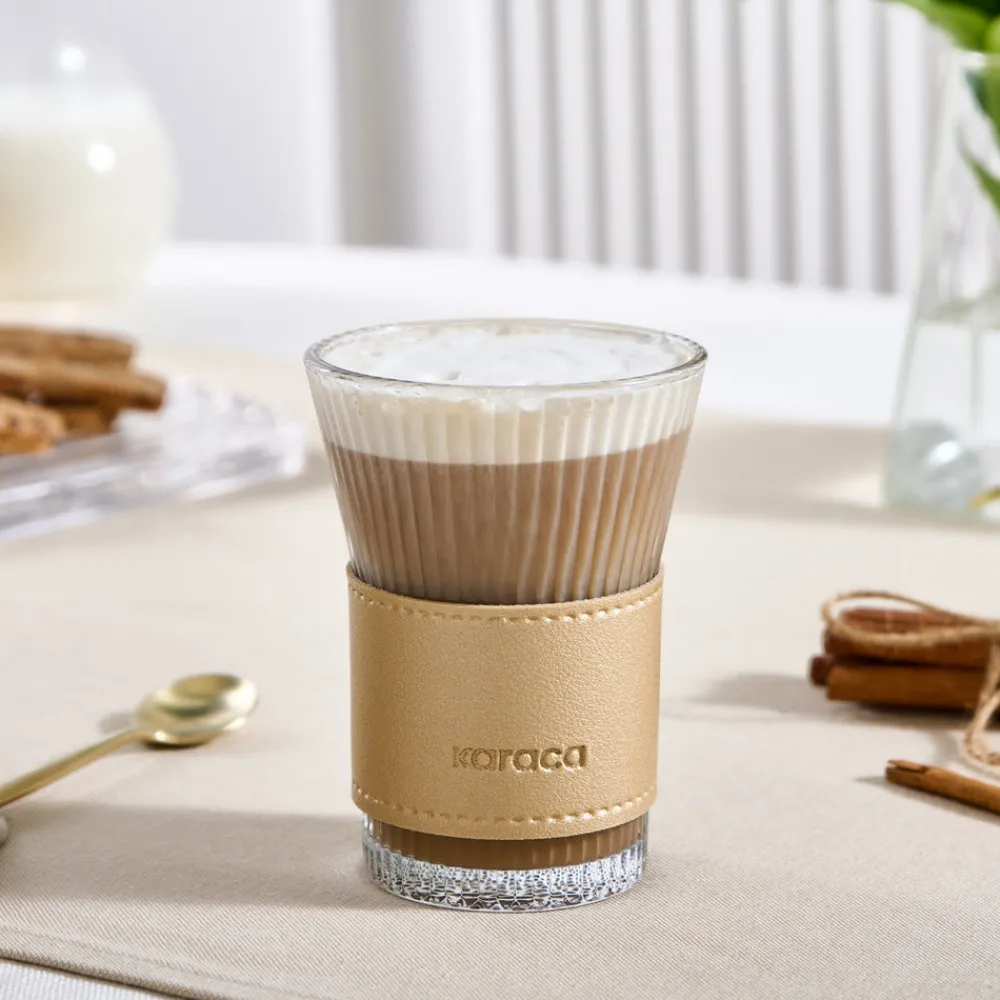 Karaca Leder Cool Touch Latte Glas 210 Ml Gold Clearance