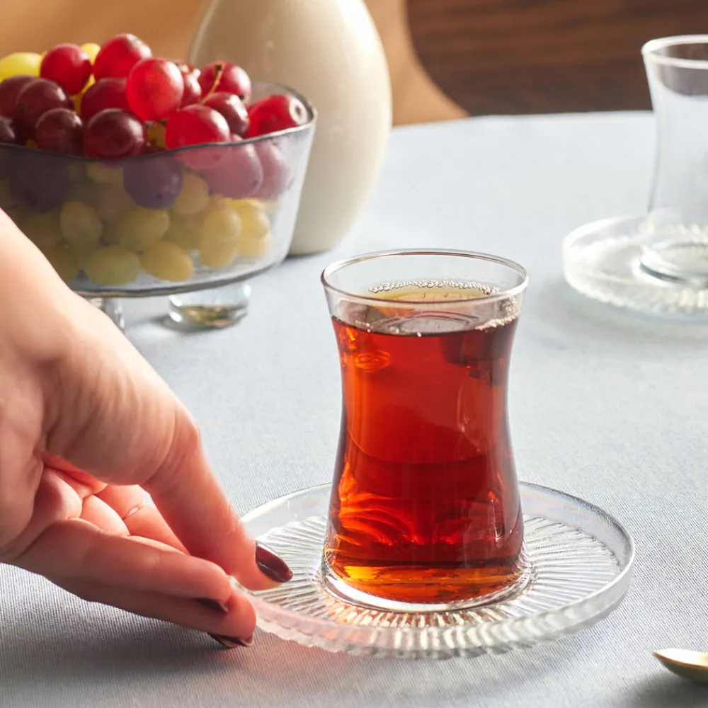 Karaca Lily 12-teiliges Türkisches Teeset für 6 Personen, 170 ml, Luster Outlet
