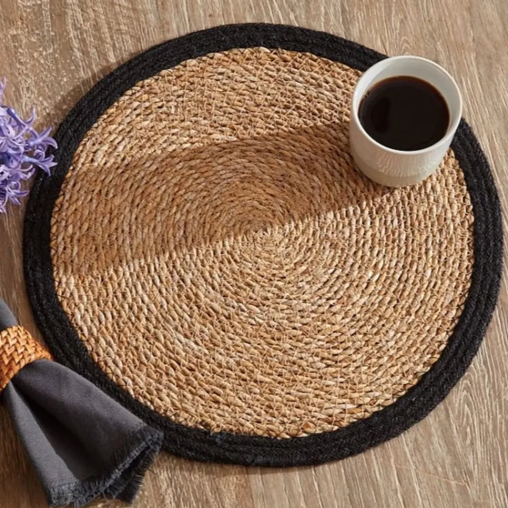 Karaca Luka Tischset aus Seegras und Jute, 37 cm, Schwarz Schwarz01 Online
