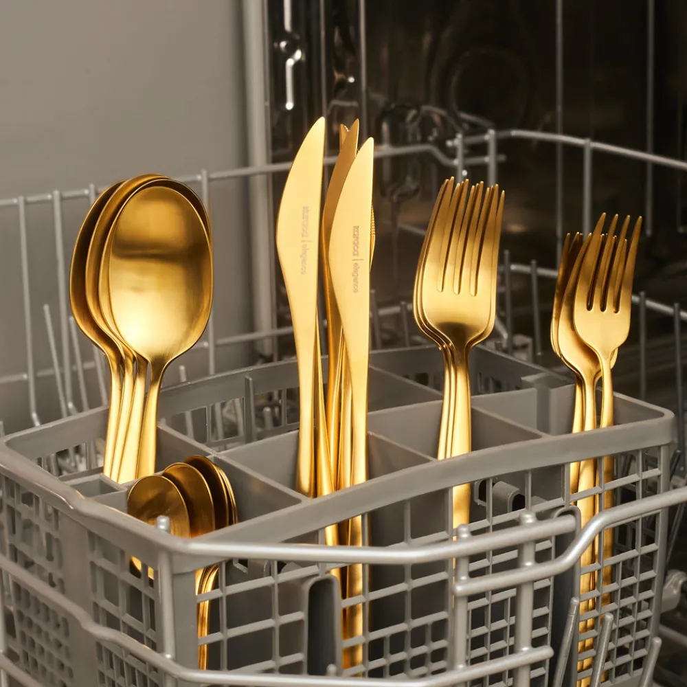 Karaca Lızbon Matte Gold 6-Personen 30-teiliges Besteckset Hot