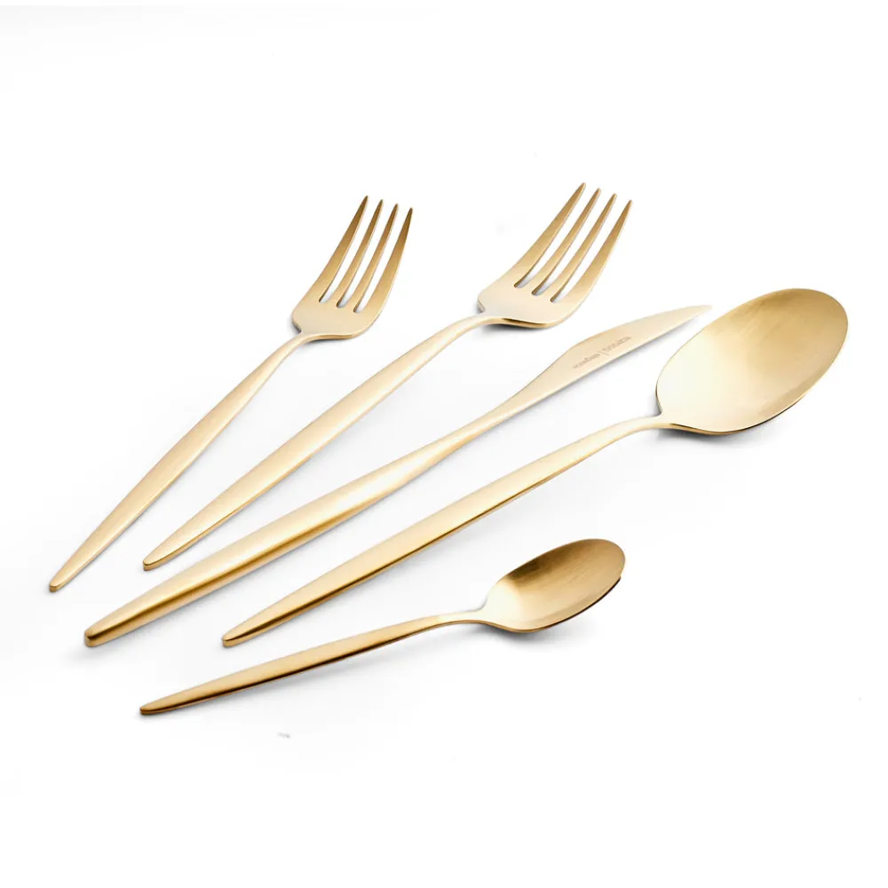 Karaca Lızbon Matte Gold 6-Personen 30-teiliges Besteckset Hot