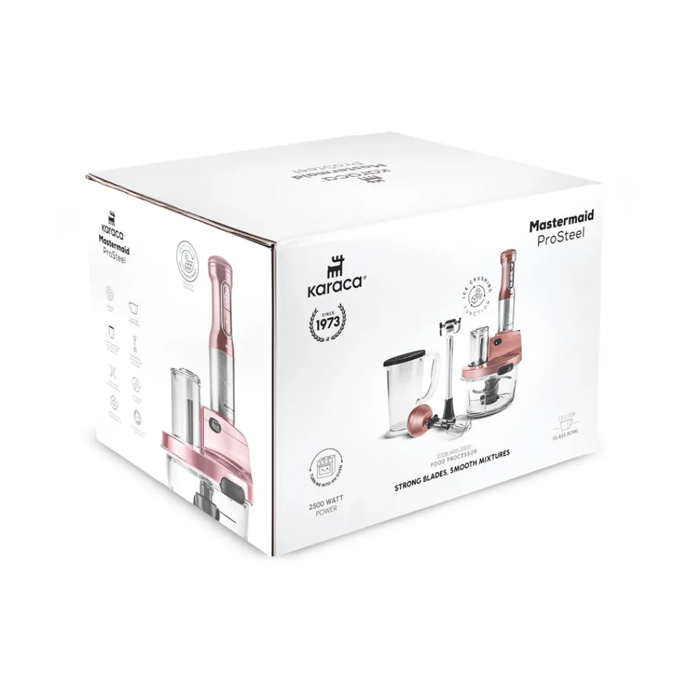 Karaca Mastermaid Küchenroboter aus Stahlglas, Langer Mixer 8 ın 1, 2500 W, Black Copper Schwarz Kupfer Discount