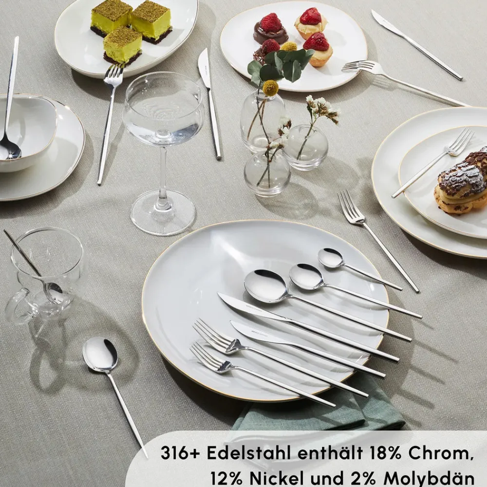 Karaca Mild 84-teiliges 316+ Premium Besteckset für 12 Personen Platın Outlet