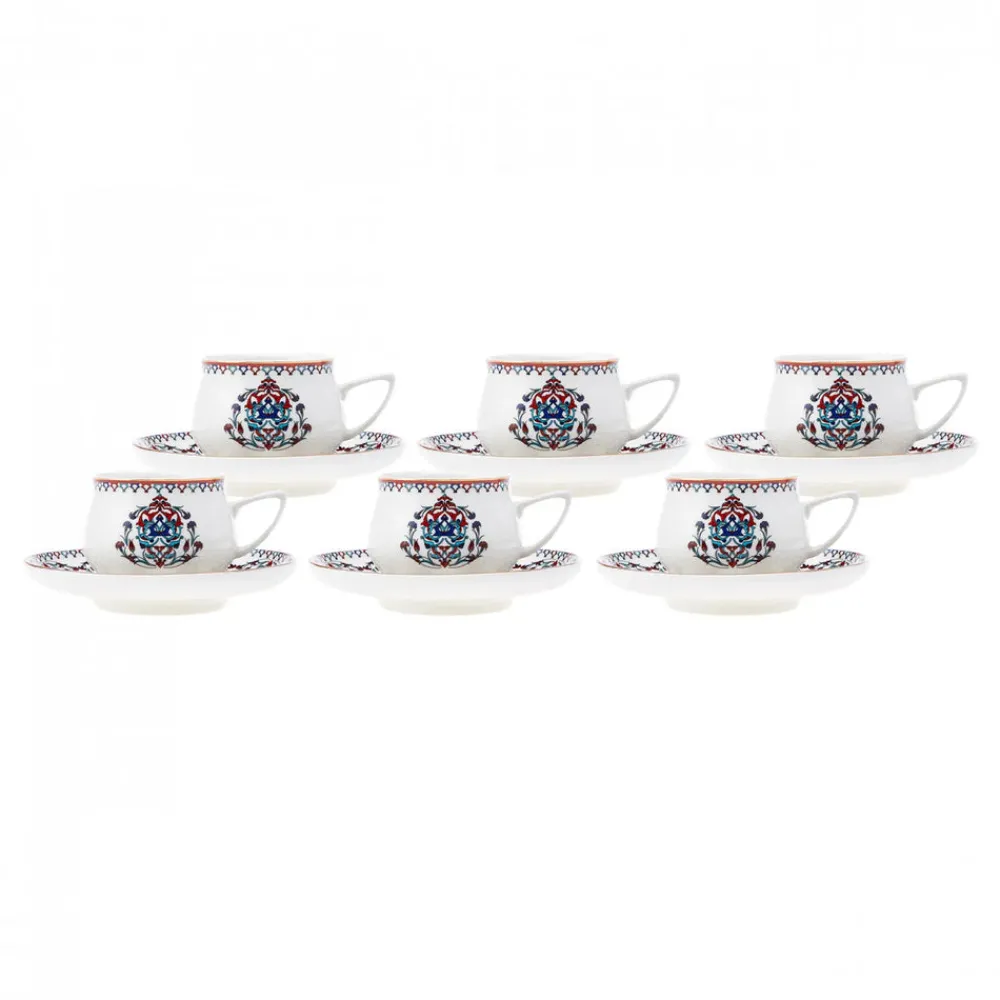 Karaca Nakkaş 12-teiliges Espressotassen-Set für 6 Personen Rot02